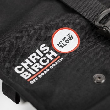 Kriega Chris Birch edition Tool roll open showing close up showing logo